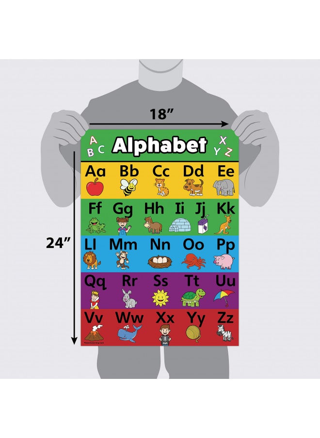 Palace Learning 4 pack - ABC Alphabet + Numbers 1-10 + Shapes + Colors Poster Set - Toddler Educational Charts (LAMINATED, 18