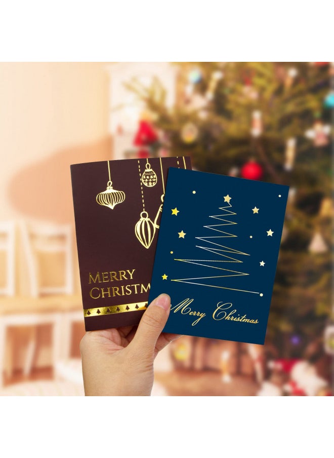 FANCY LAND Foil Christmas Greeting Cards with Envelopes 24 Christmas Gold Foil Xmas Cards Foil Embellished Cards