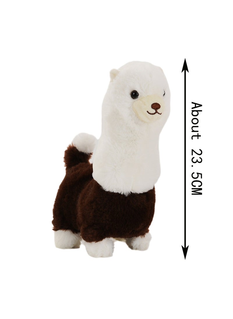 Dark brown alpaca electronic plush toy interactive animal touch control robot toy with music