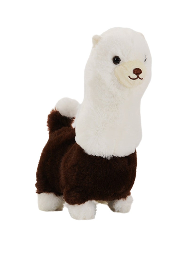 Dark brown alpaca electronic plush toy interactive animal touch control robot toy with music