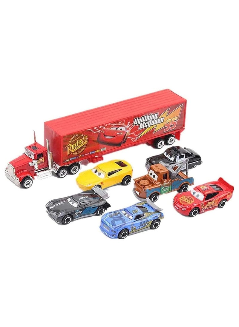 1 Truck & 6 Cars Toy Set – Perfect Birthday Gift Idea for Kids