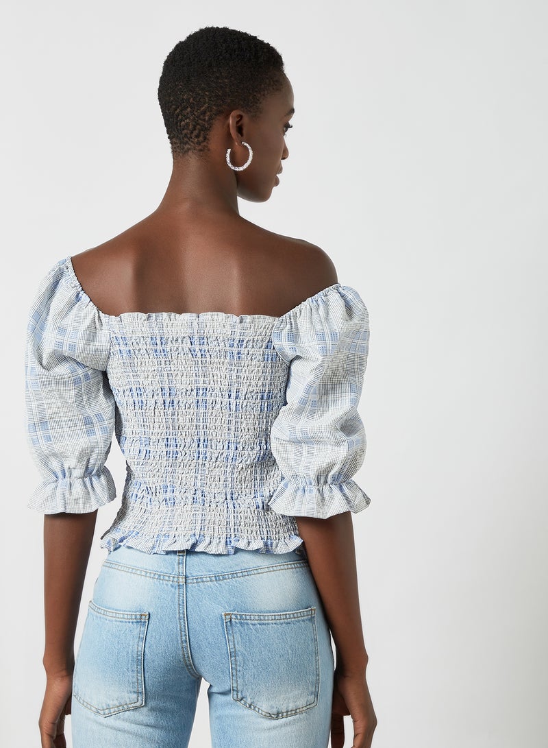 Off-Shoulder Blouse Blue