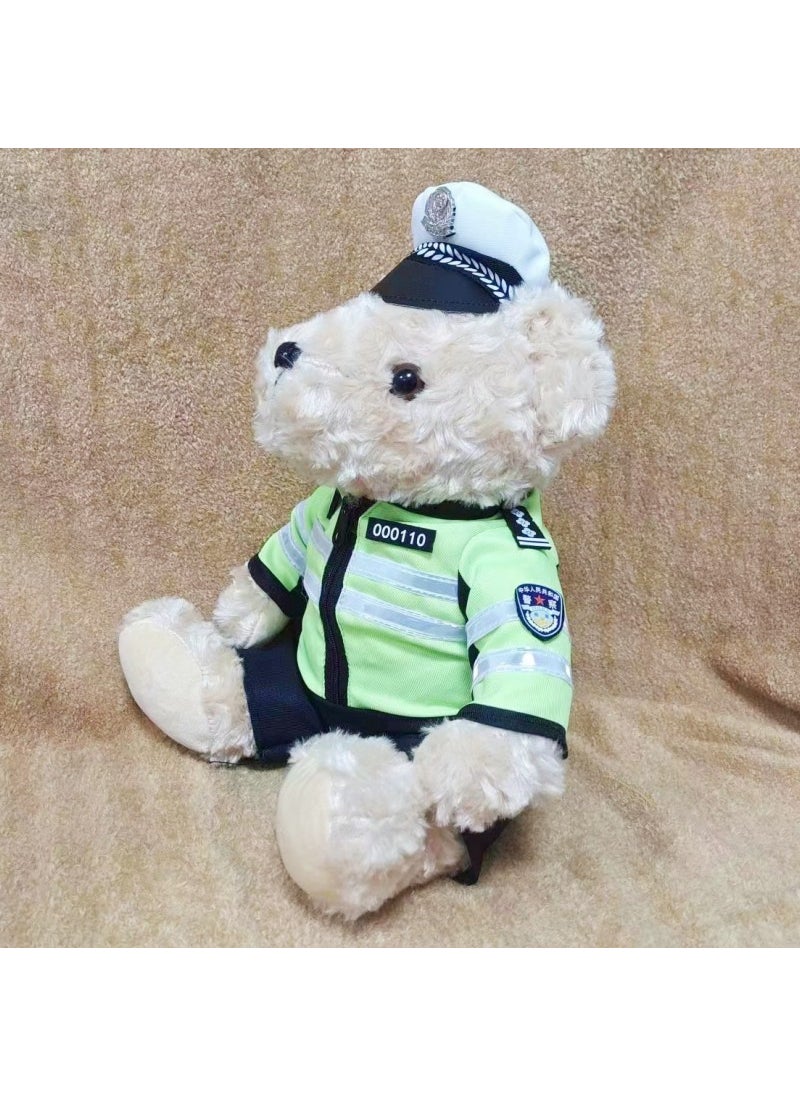 Traffic police bear teddy bear police doll iron riding motorcycle bear riding clothes plush toys wholesale source manufacturers Traffic Police Bear Doll