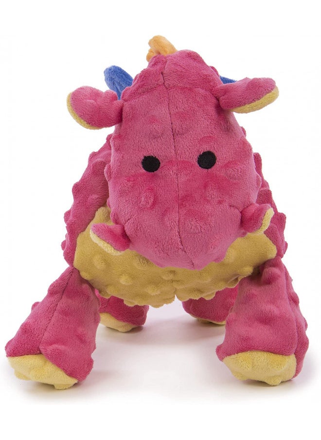 goDog Bubble Plush Dragons Squeaky Dog Toy, Chew Guard Technology - Coral, Large