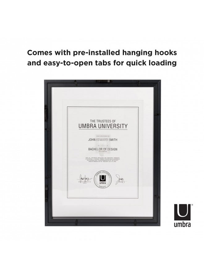 Umbra 316280-040 Floating Frame for Displaying Documents, Diploma, Certificate, Photo or Artwork, 11 x 14 8-1/2 x 11, Black