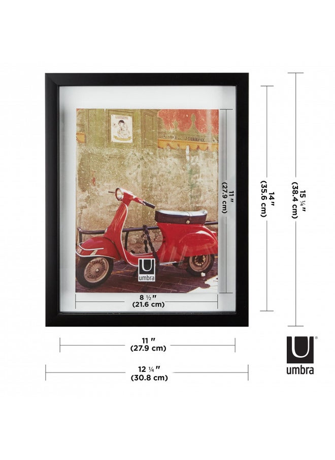 Umbra 316280-040 Floating Frame for Displaying Documents, Diploma, Certificate, Photo or Artwork, 11 x 14 8-1/2 x 11, Black