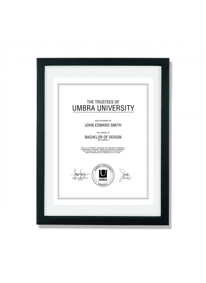 Umbra Document Frame 13x16 inch Modern Picture Frame Designed to Display a Floating 11x14 Document, Diploma, Certificate, Photo or Artwork (Black)