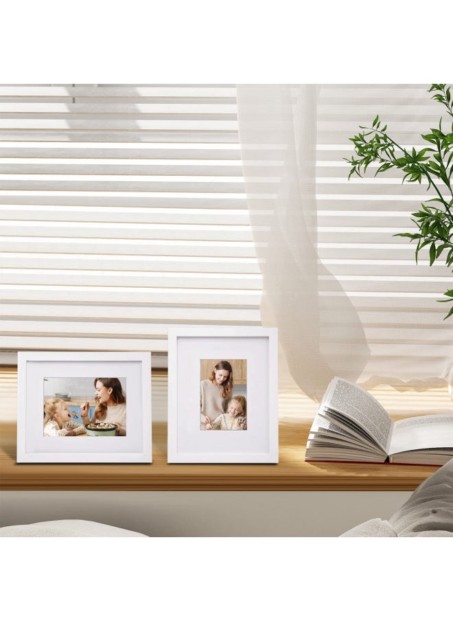 Egofine 8x10 Picture Frames Set of 4, Made of Solid Wood Covered by Plexiglass Display 4x6 and 5x7 with Mat or 8x10' without Mat, for Table Top Display and Wall Mounting Photo Frame White