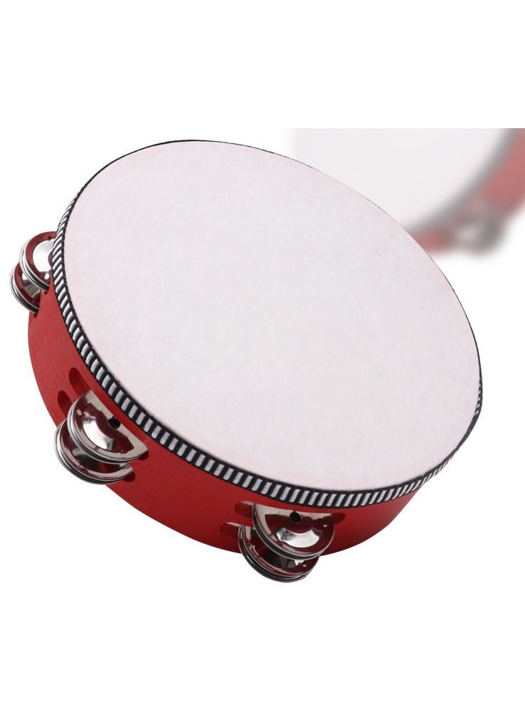 Orff percussion tambourine childrens tambourine dance hand clap drum tambourine tambourine kindergarten tambourine 6 inch 8 inch 10-inch red double-row tambourine