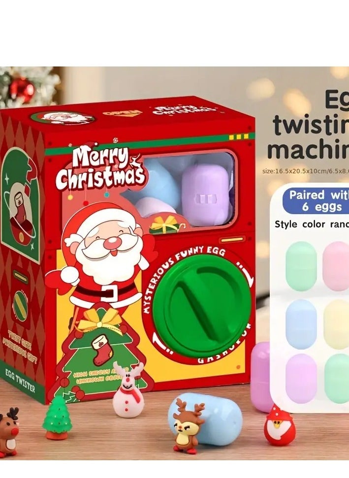 Christmas Mystery Egg Maker Toy for Kids - Plastic Twist Egg DIY Creator Set with 6 Random Eggs - Ideal for Children Aged 3-6 Years - Perfect for Birthday, Halloween & Christmas Party Favors - No Batteries Required