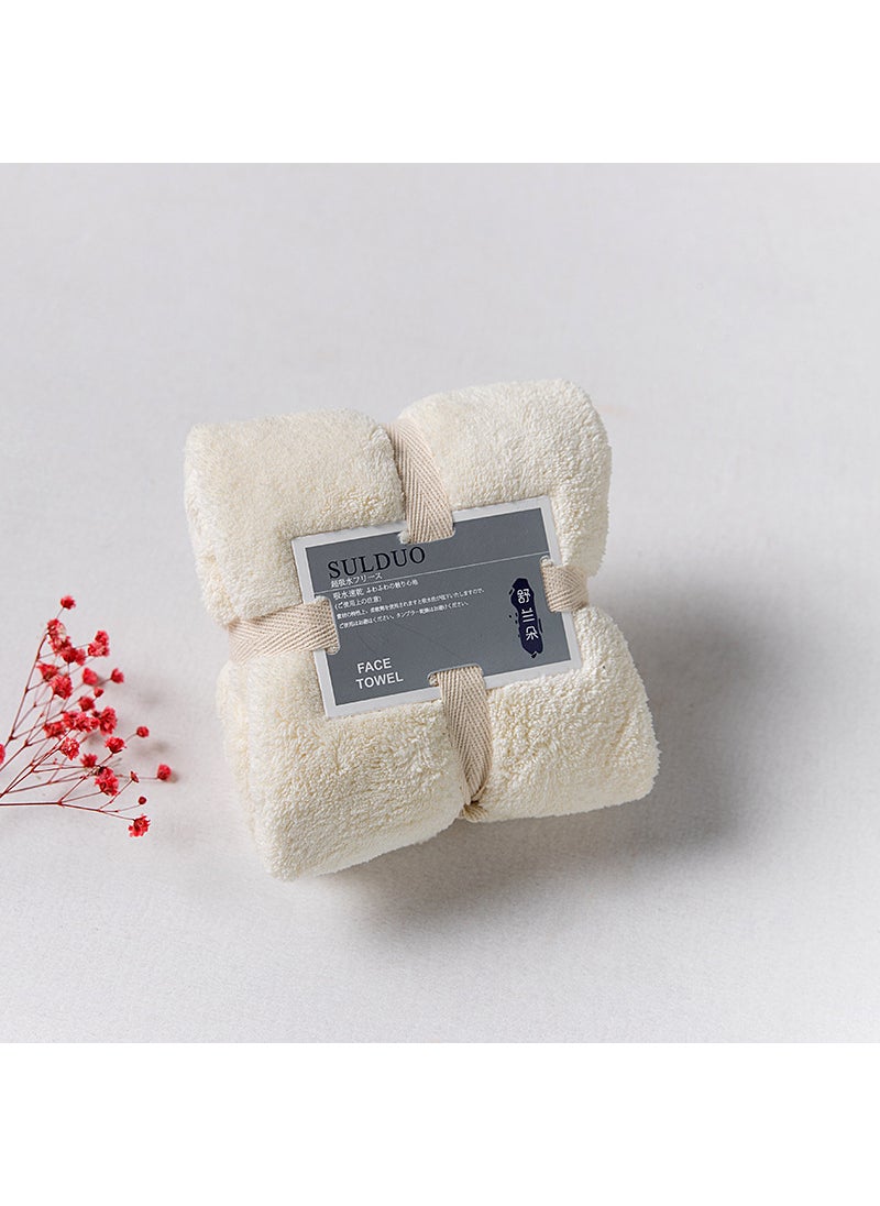 Chulan Coral Fleece Towel Soft Absorbent Gift Beige White