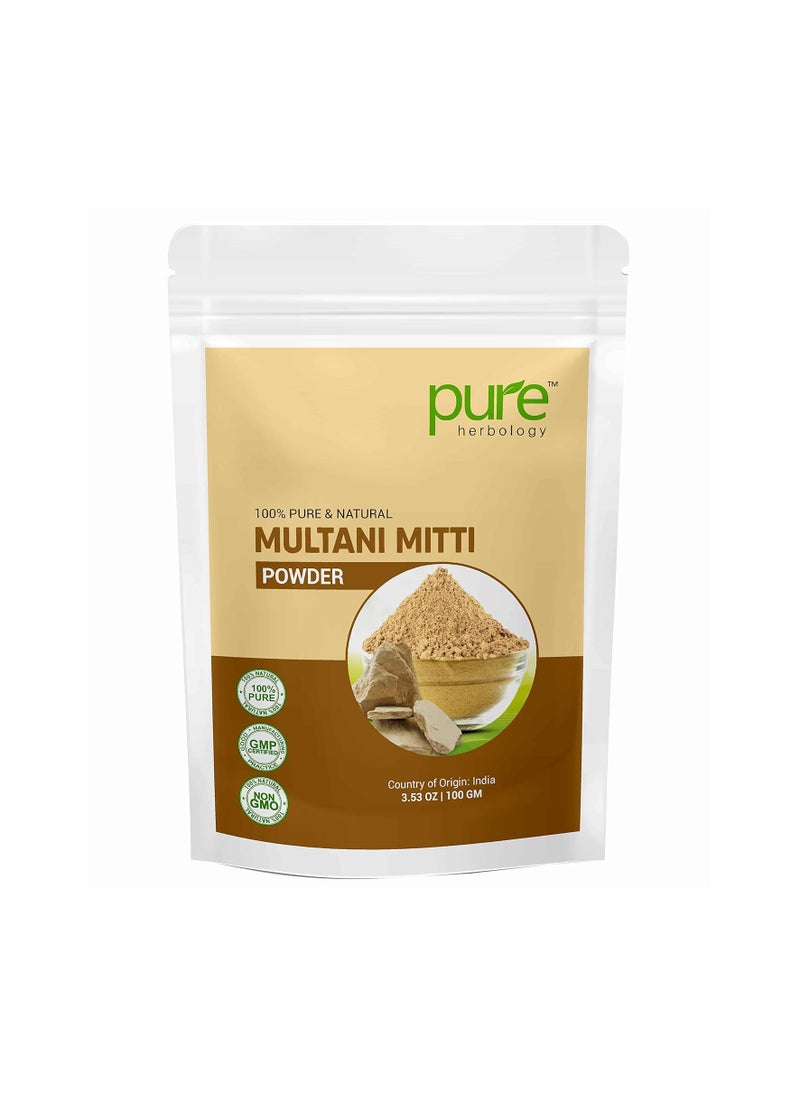 Pure Herbology Pure & Natural Sandalwood & multani mitti Powder for Face, Skin Whitening, Face mask and Facial, Skin Care, (Pack of 2, Each of 100Gm)