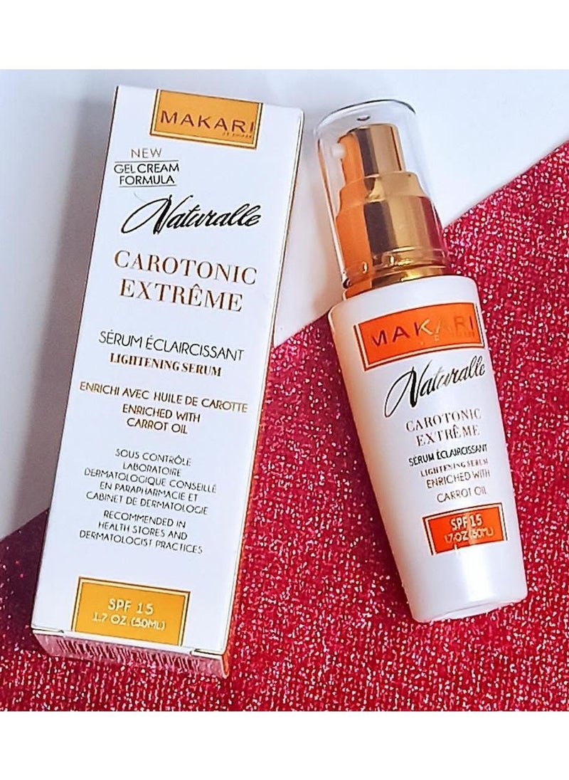 Makari Naturalle Carotonic Extreme Brightening Serum SPF15 (1.7 oz) | Helps Heal Blemishes, Scars, and Imperfections | Brightens, Smoothens, & Gives Antioxidant Protection | For Oily & Acne-Prone Skin