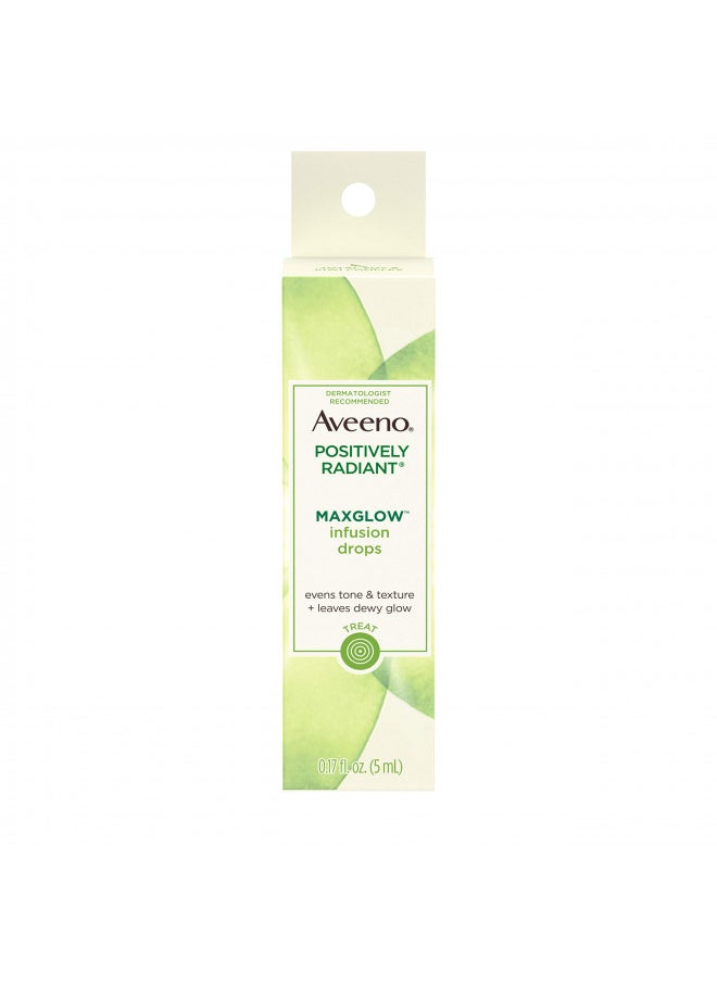 Aveeno Positively Radiant MaxGlow Infusion Drops with Moisture Rich Soy & Kiwi Complex, Hypoallergenic, Non-Comedogenic, Paraben- & Phthalate-Free Moisturizing Facial Serum, 0.17 fl. oz