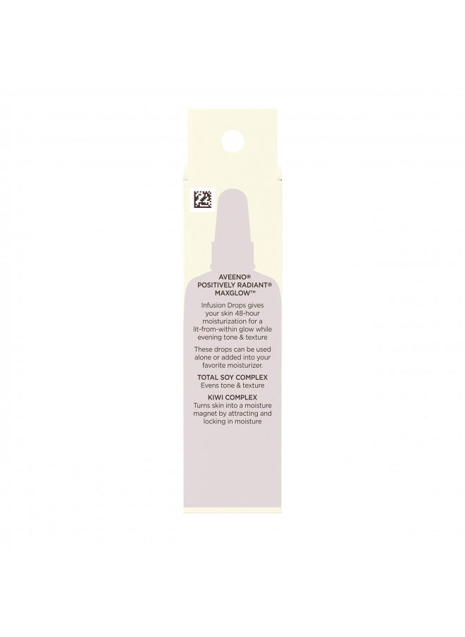 Aveeno Positively Radiant MaxGlow Infusion Drops with Moisture Rich Soy & Kiwi Complex, Hypoallergenic, Non-Comedogenic, Paraben- & Phthalate-Free Moisturizing Facial Serum, 0.17 fl. oz