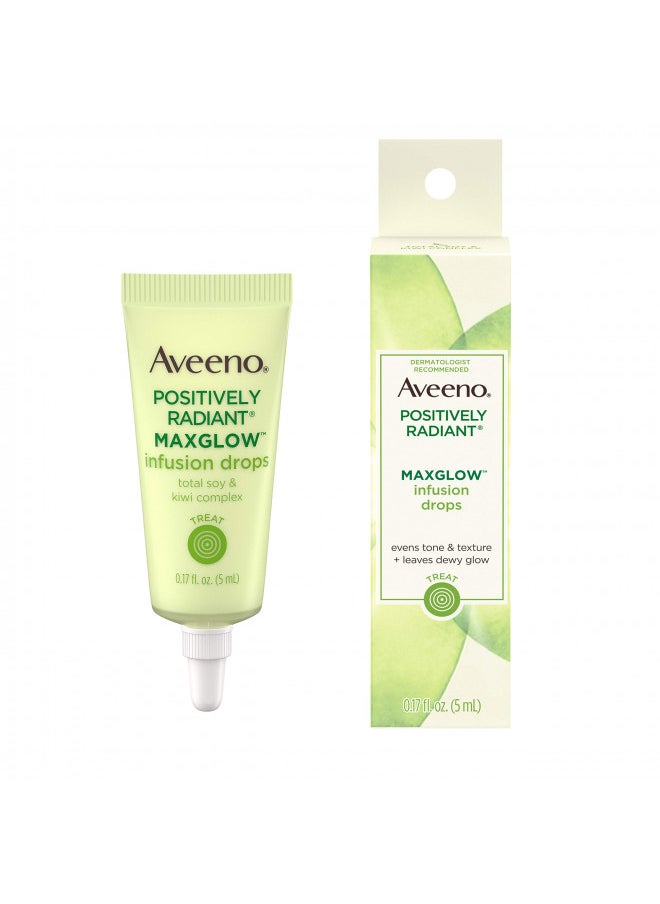Aveeno Positively Radiant MaxGlow Infusion Drops with Moisture Rich Soy & Kiwi Complex, Hypoallergenic, Non-Comedogenic, Paraben- & Phthalate-Free Moisturizing Facial Serum, 0.17 fl. oz