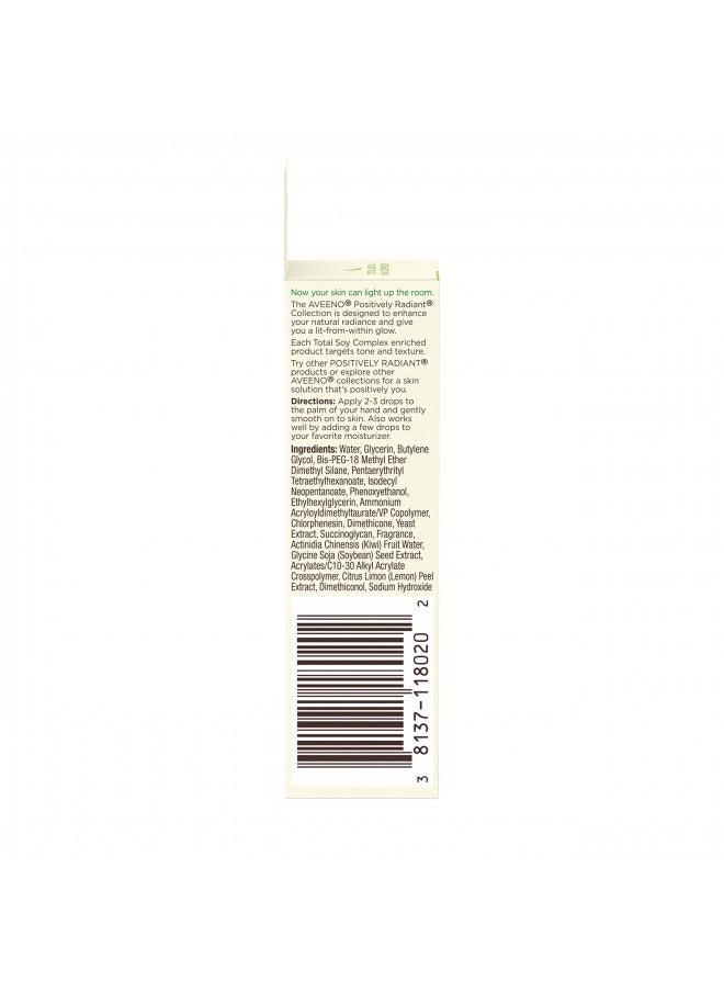 Aveeno Positively Radiant MaxGlow Infusion Drops with Moisture Rich Soy & Kiwi Complex, Hypoallergenic, Non-Comedogenic, Paraben- & Phthalate-Free Moisturizing Facial Serum, 0.17 fl. oz