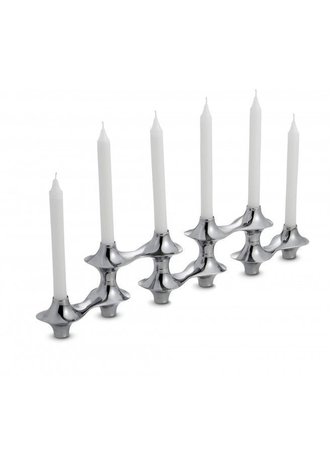 nambe Cortina Hinged Candelabra | Metal Candle Holder for Six Candles | Silver Candlestick Holders for Taper Candles | Table Centerpiece for Christmas, Thanksgiving, Dinner Party, Wedding, Table