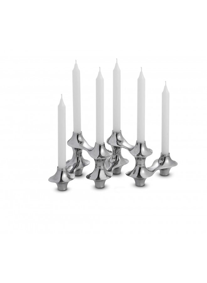 nambe Cortina Hinged Candelabra | Metal Candle Holder for Six Candles | Silver Candlestick Holders for Taper Candles | Table Centerpiece for Christmas, Thanksgiving, Dinner Party, Wedding, Table