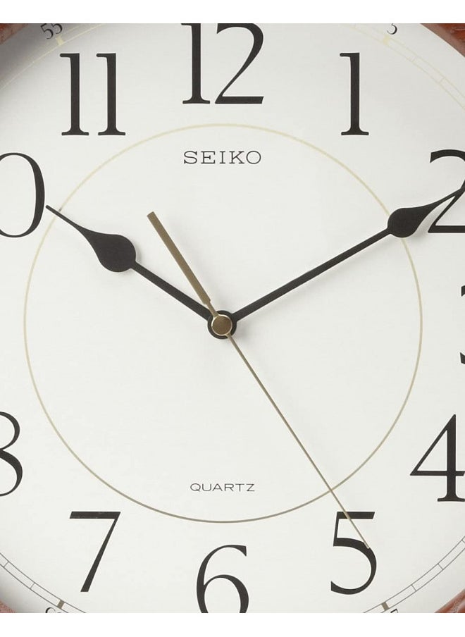 Seiko Wall Clock Quiet Sweep Second Hand Dark Brown Solid Oak Case