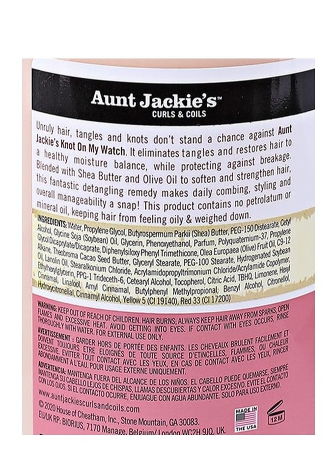 Aunt Jackie's Curls and Coils Knot On My Watch Instant Hair Detangling Therapy for Natural Curls, Coils and Waves, Enriched with shea Butter, 16 oz