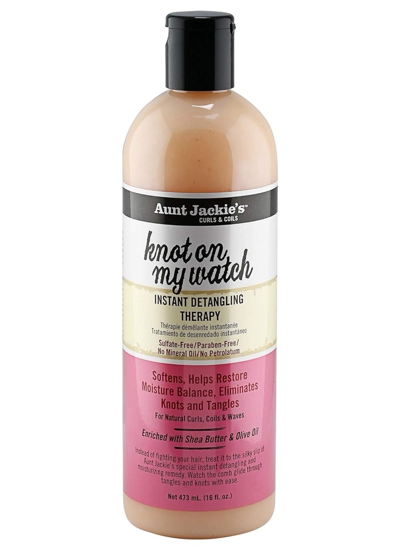 Aunt Jackie's Curls and Coils Knot On My Watch Instant Hair Detangling Therapy for Natural Curls, Coils and Waves, Enriched with shea Butter, 16 oz