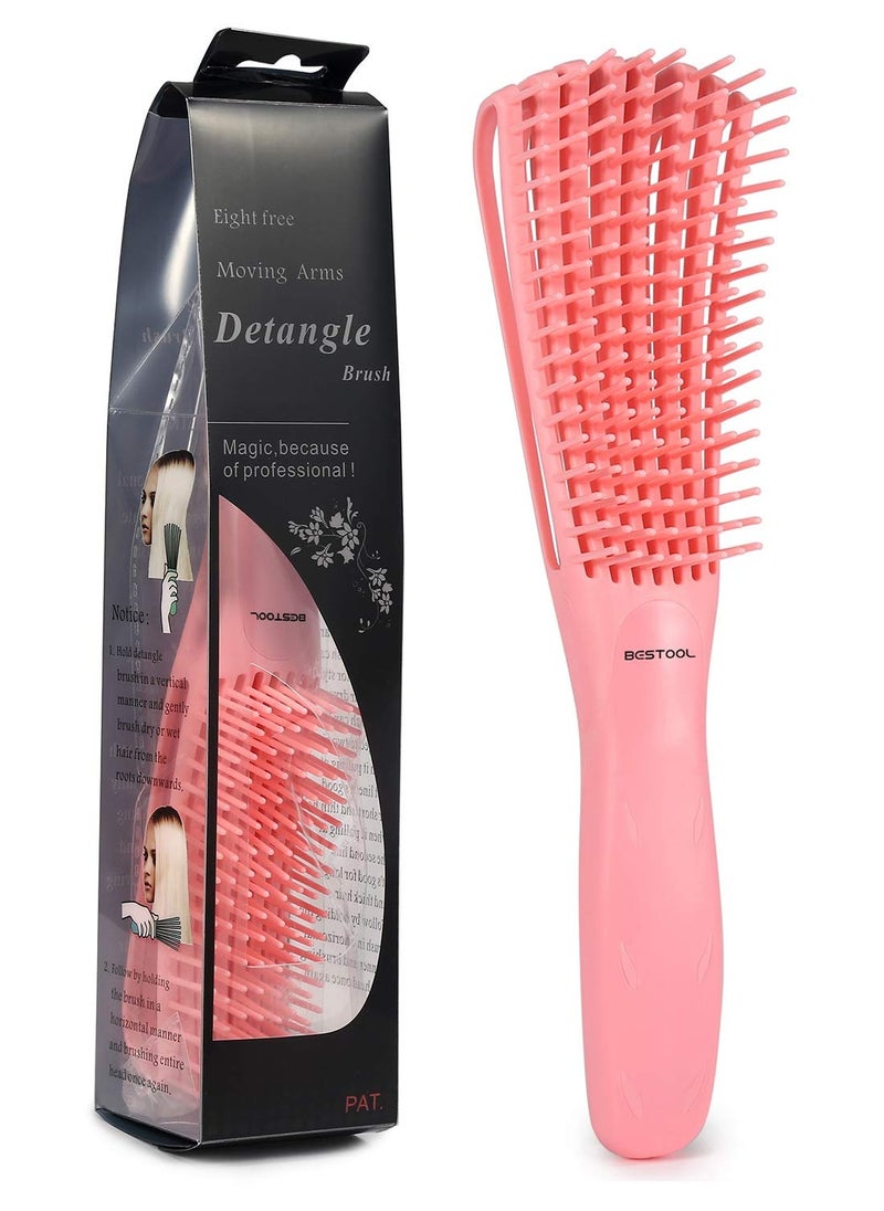 BESTOOL Hair Brush, Detangling Brush for Natural Black and Curly Hair (Pink, Afro 3/4abc), Ideal for Wet or Dry Hair