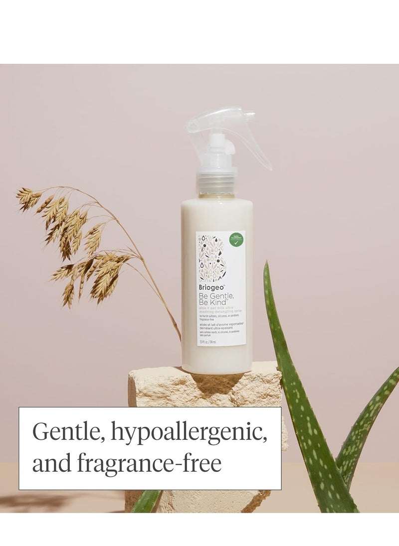 Briogeo Be Gentle, Be Kind Aloe + Oat Milk Ultra Soothing Detangling Spray, Hypoallergenic and Dermatologist-Approved Leave-In Spray, Fragrance Free, Vegan, Cruelty-Free, 6 fl oz
