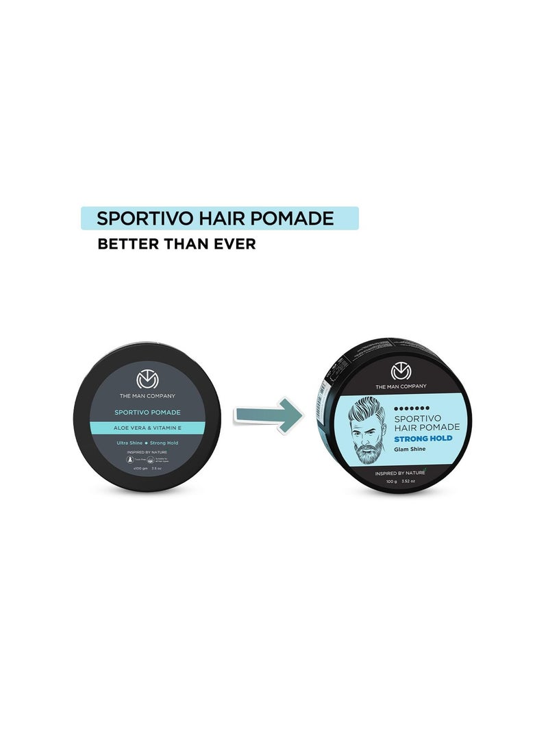 The Man Company Sportivo Stronghold Hair Styling Pomade Wax for Men | Stylish Glossy Finish Hair Volumizer | Non Sticky - 100gm