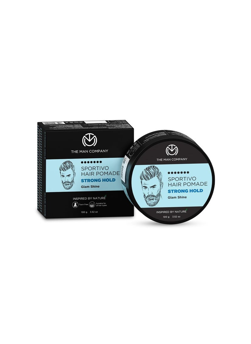 The Man Company Sportivo Stronghold Hair Styling Pomade Wax for Men | Stylish Glossy Finish Hair Volumizer | Non Sticky - 100gm