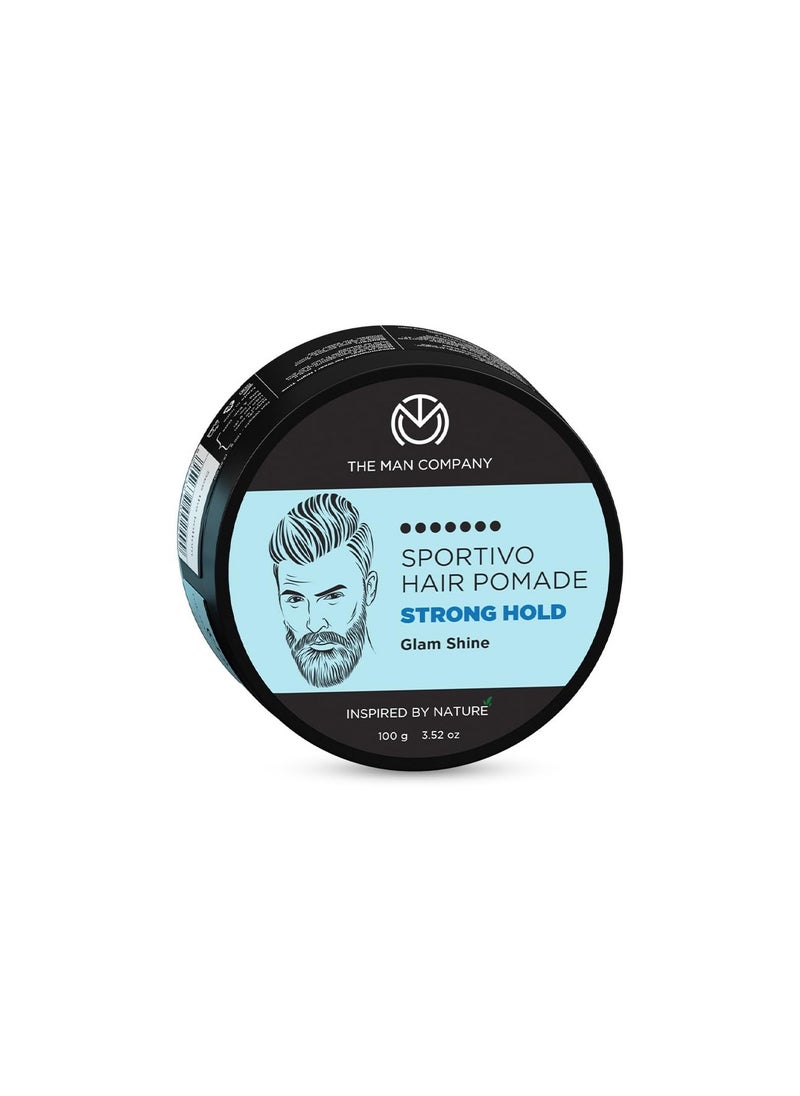 The Man Company Sportivo Stronghold Hair Styling Pomade Wax for Men | Stylish Glossy Finish Hair Volumizer | Non Sticky - 100gm