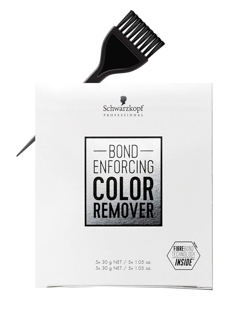 Professional Bond Enforcing Color Remover - 5 Count (w/ Sleekshop Stinaface Tint Brush) Haircolor Dye Hair Color Reduction Remove (5 x 1.05 oz)