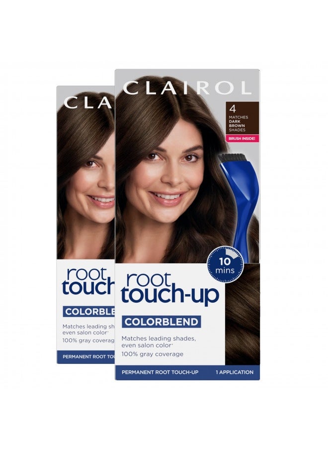 Clairol Root Touch-Up By Nice'N Easy Permanent Hair Dye, 4 Dark Brown Hair Color, 2 Count