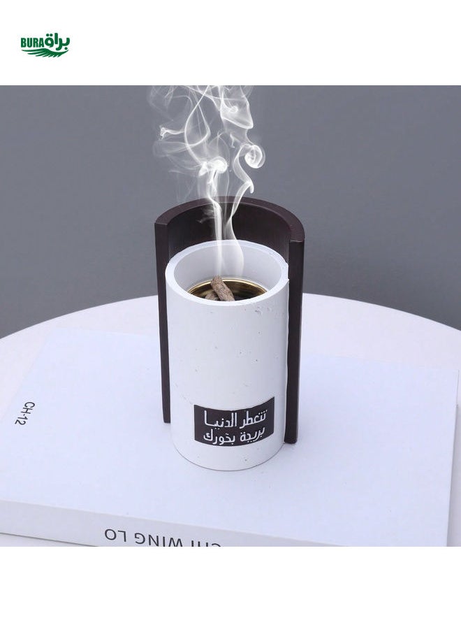 Creative Fashionable Design Wooden Grain Resin Incense Burner, Home Decor Fragrance Lamp