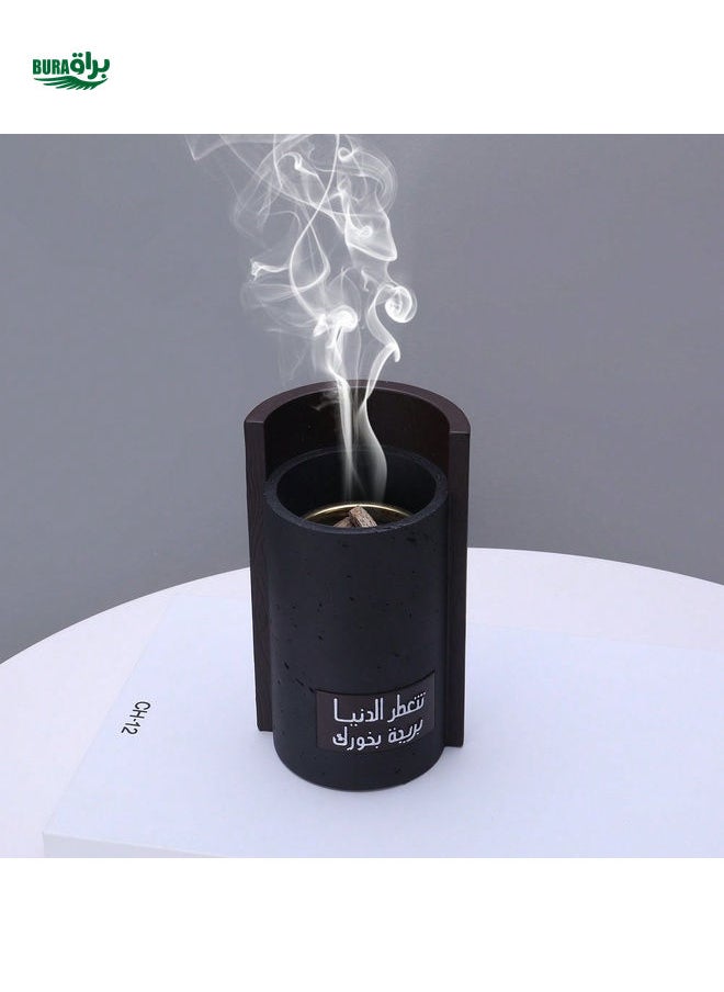 Creative Fashionable Design Wooden Grain Resin Incense Burner, Home Decor Fragrance Lamp