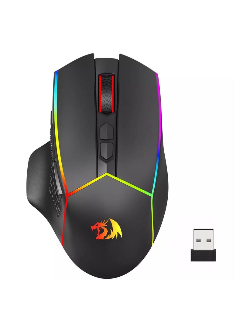 M814 AXE PRO RGB Tri-Mode 2.4G/USB-C/Bluetooth Rechargeable Gaming Mouse – 8,000 DPI (Black)