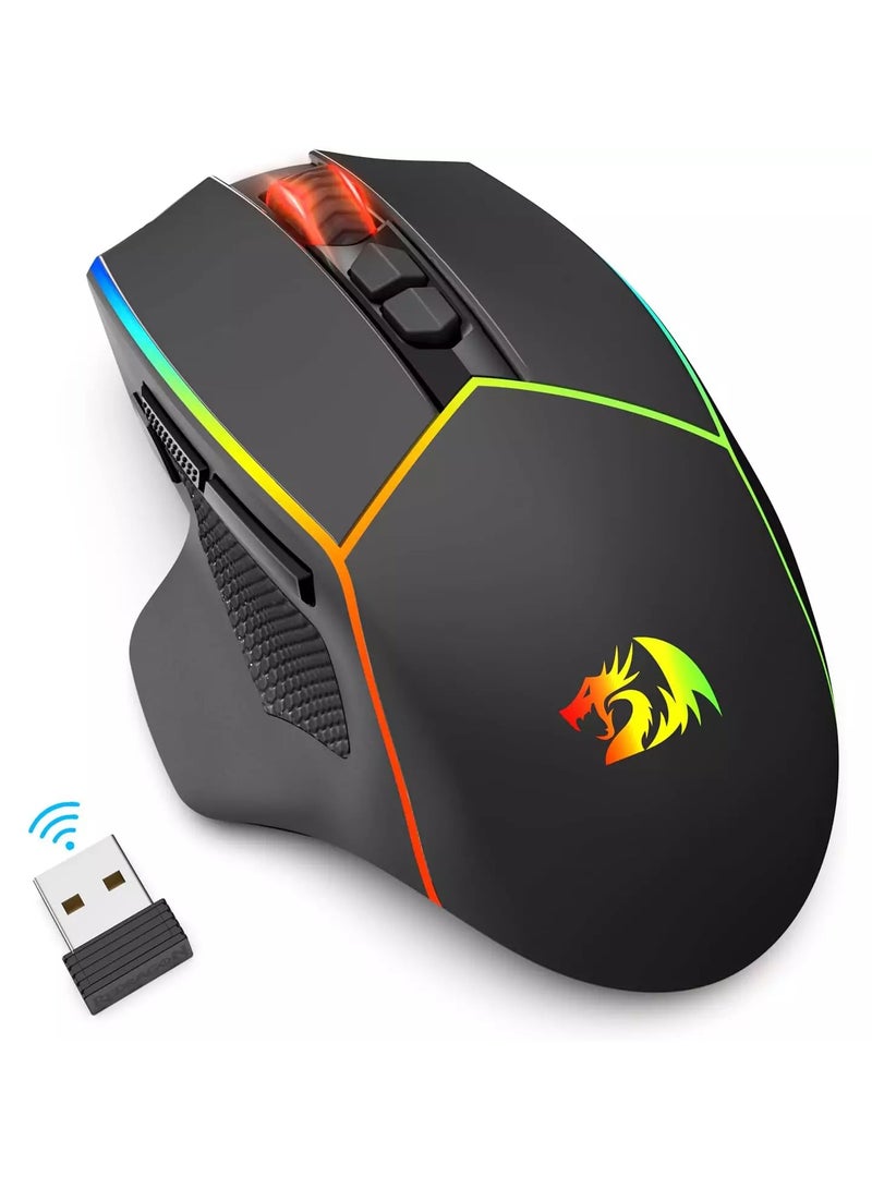 M814 AXE PRO RGB Tri-Mode 2.4G/USB-C/Bluetooth Rechargeable Gaming Mouse – 8,000 DPI (Black)