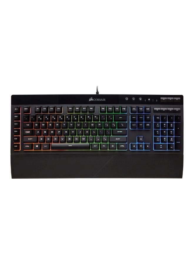 K55 RGB USB LED Backlit Keys Onboard Macro Recording Media Controls Gaming Keyboard with Wrist Rest Included