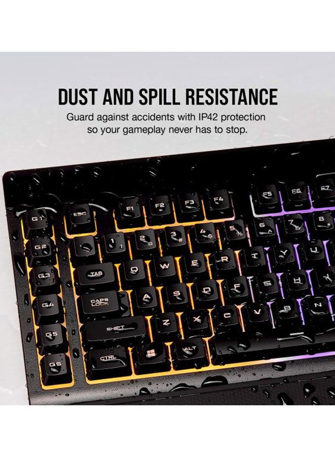 K55 RGB USB LED Backlit Keys Onboard Macro Recording Media Controls Gaming Keyboard with Wrist Rest Included