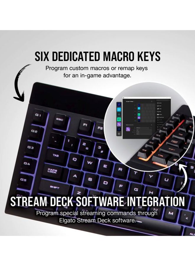 K55 RGB USB LED Backlit Keys Onboard Macro Recording Media Controls Gaming Keyboard with Wrist Rest Included