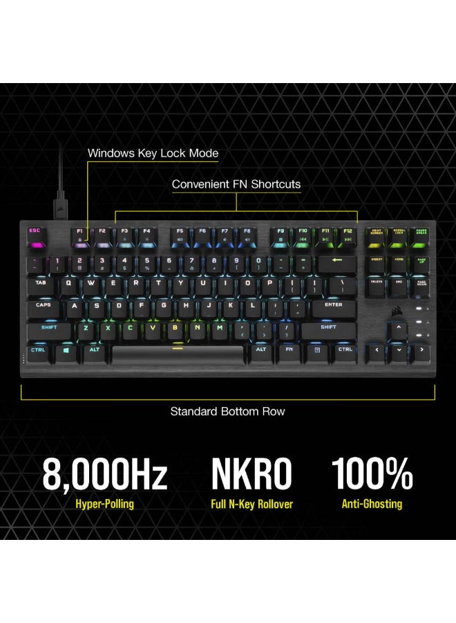 K60 Pro TKL RGB Tenkeyless Optical-Mechanical Gaming Keyboard, OPX Switches, Brushed Aluminium Structure, Removable USB Type-C Cable, AR Layout, QWERTY, Black