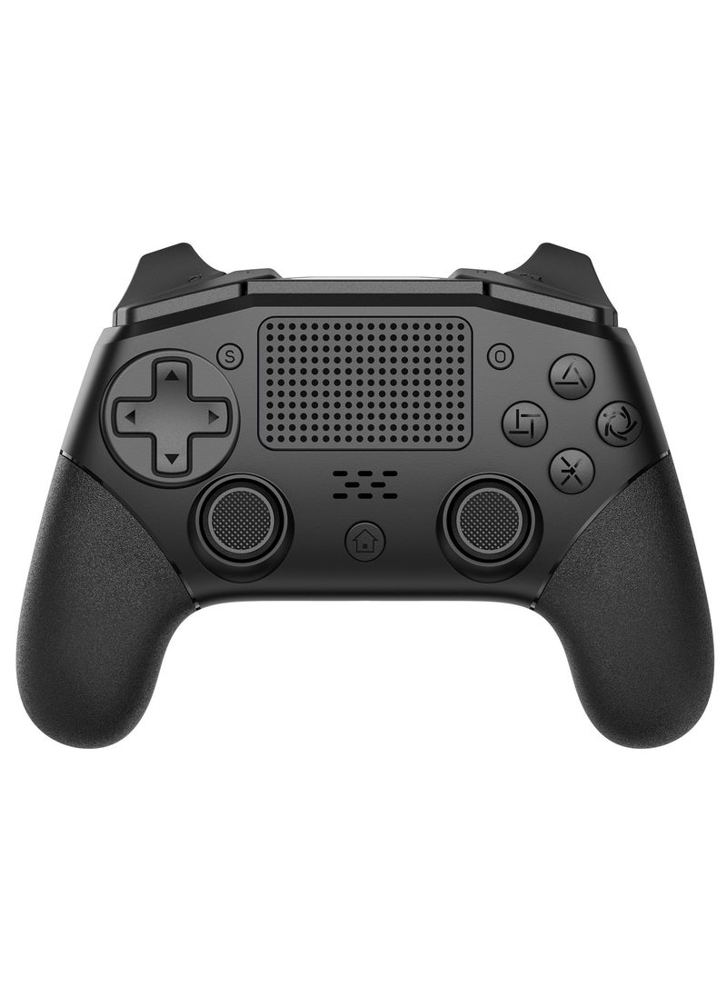 Professional Wireless Gamepad LinYuvo PS4 Bluetooth Game Controller Compatible with PS4, PS4 Slim, PS4 Pro, Android, iOS13 above Six-Axis Gyroscope Programming Function Capacitive Touch Pad 3.5mm Audio Jack Adjustable Dual Motor Vibration Wake-Up Function Metal Joystick Black