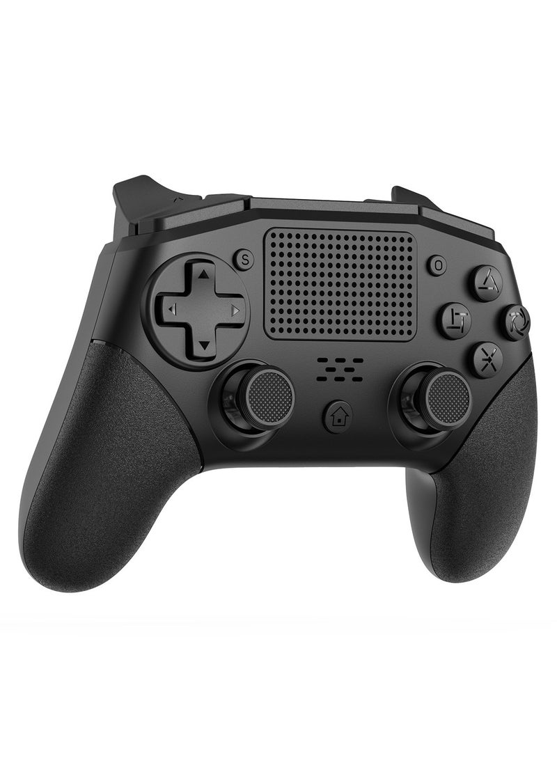 Professional Wireless Gamepad LinYuvo PS4 Bluetooth Game Controller Compatible with PS4, PS4 Slim, PS4 Pro, Android, iOS13 above Six-Axis Gyroscope Programming Function Capacitive Touch Pad 3.5mm Audio Jack Adjustable Dual Motor Vibration Wake-Up Function Metal Joystick Black