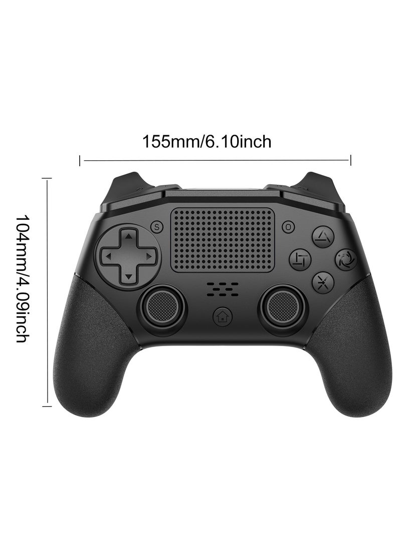 Professional Wireless Gamepad LinYuvo PS4 Bluetooth Game Controller Compatible with PS4, PS4 Slim, PS4 Pro, Android, iOS13 above Six-Axis Gyroscope Programming Function Capacitive Touch Pad 3.5mm Audio Jack Adjustable Dual Motor Vibration Wake-Up Function Metal Joystick Black