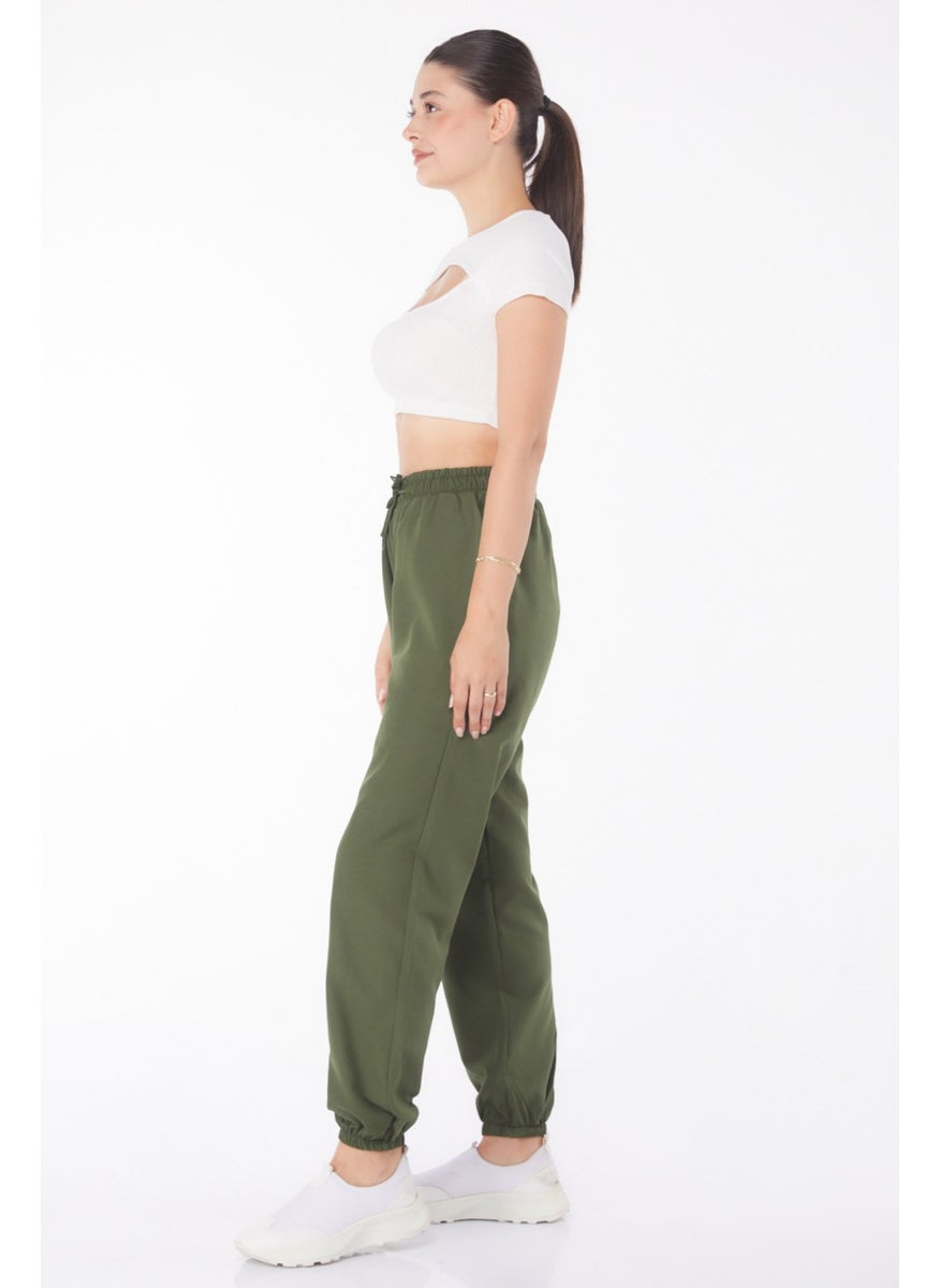 Plain Mid Women's Khaki Trousers - 13207