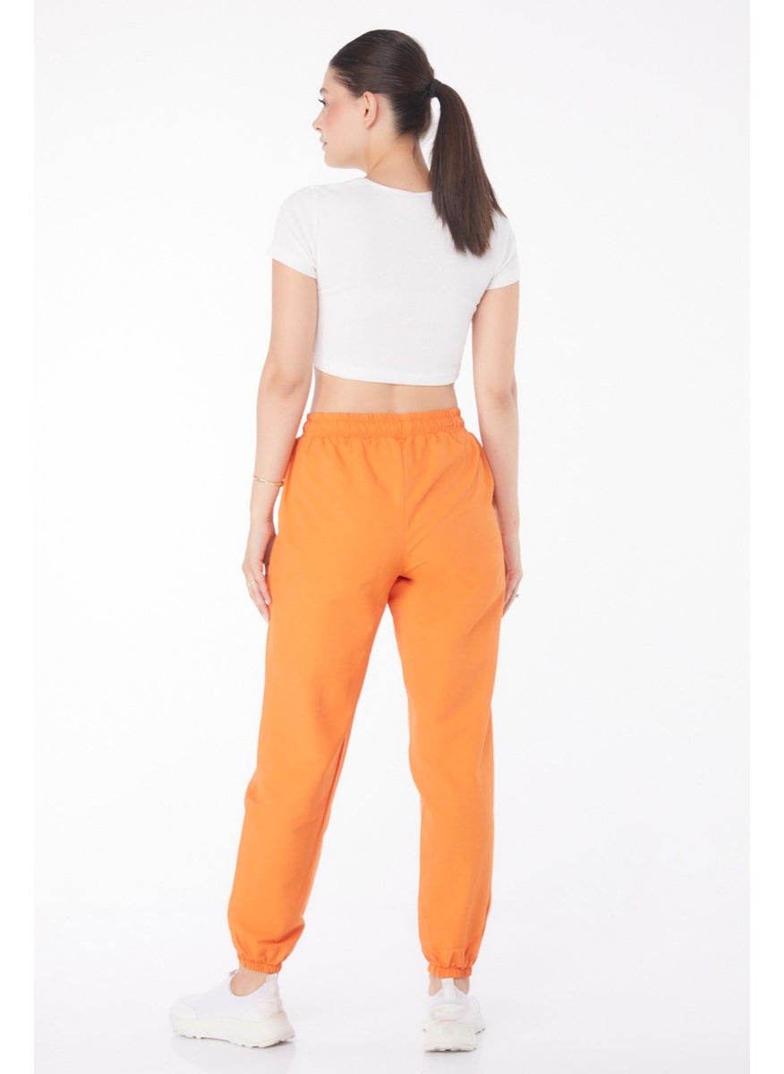 Plain Mid Women Orange Pants - 13207