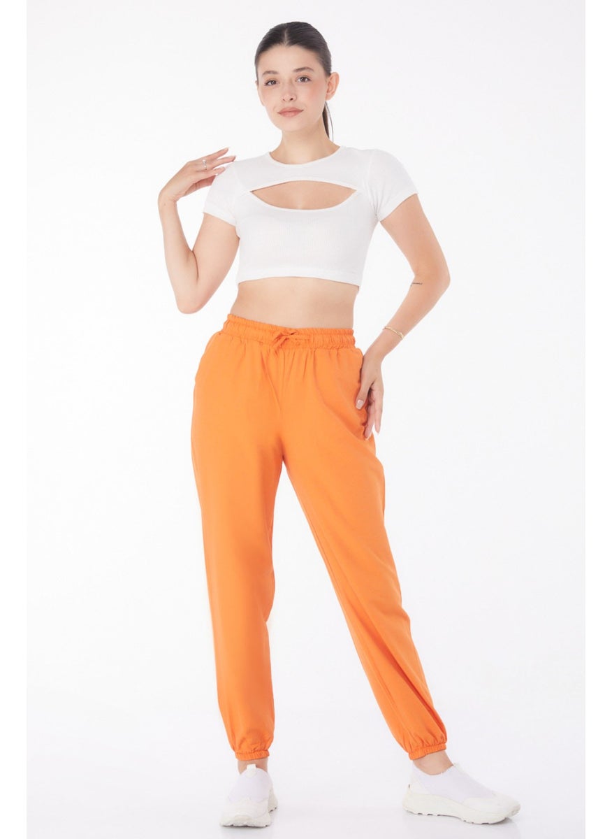 Plain Mid Women Orange Pants - 13207