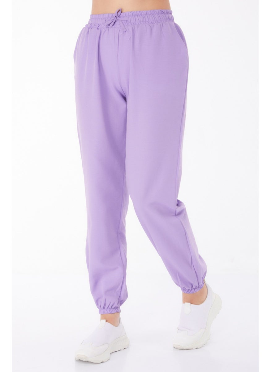 Plain Mid Women's Lilac Trousers - 13207