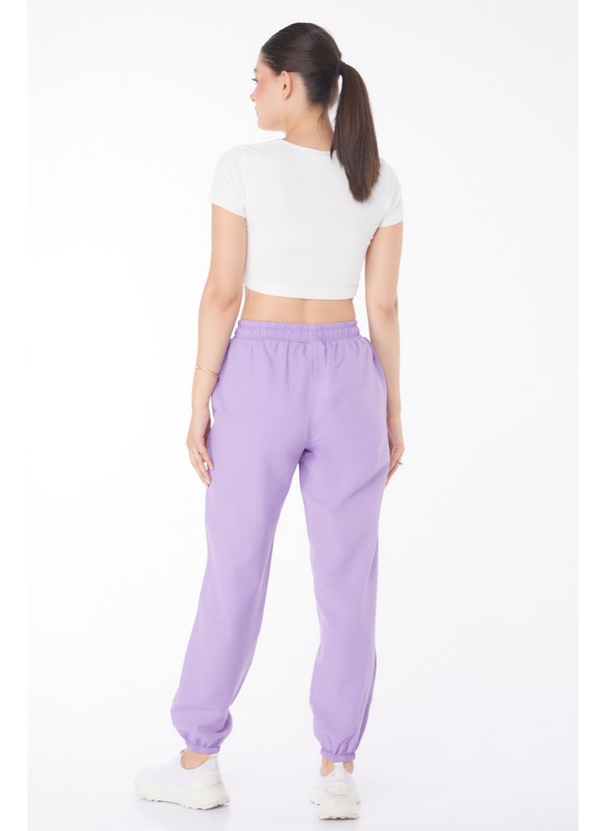 Plain Mid Women's Lilac Trousers - 13207