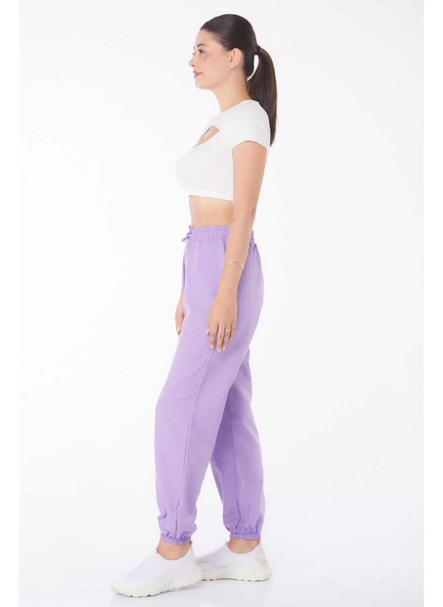 Plain Mid Women's Lilac Trousers - 13207